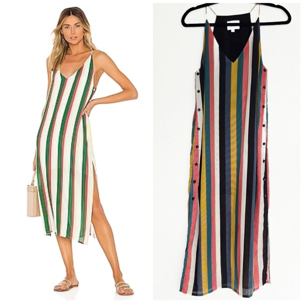 Revolve Line And Dot Rainbow Striped Button Side … - image 1